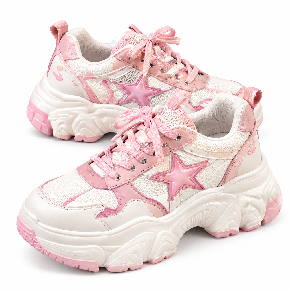 Pink Star Platform Sneakers — product silhouette