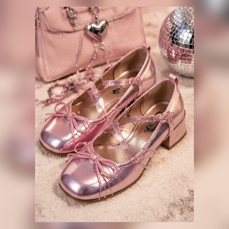 Pink Metallic Platform Mary Janes