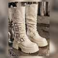 Cream Platform Combat Boots — featured product