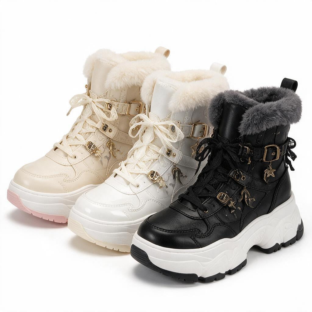 Pink Plush-Look Platform Ankle Boots — alternate color reference