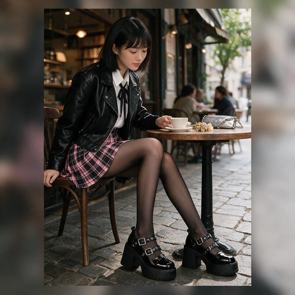 Black Buckle Platform Shoes — outfit inspiration