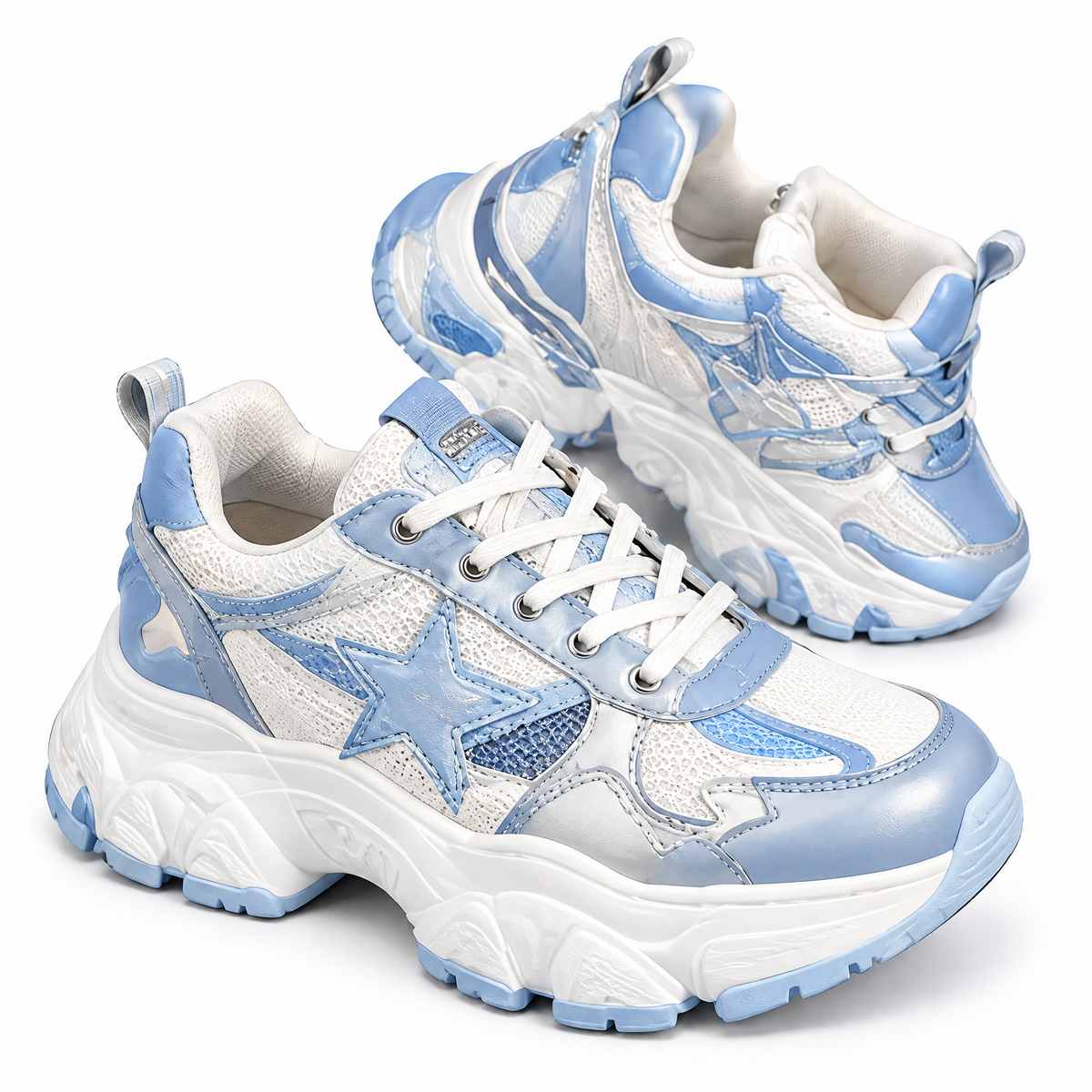 Ice Blue Star-Detail Chunky Sneakers — product silhouette