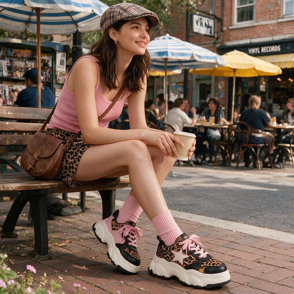 Leopard Star Platform Sneakers — outfit inspiration
