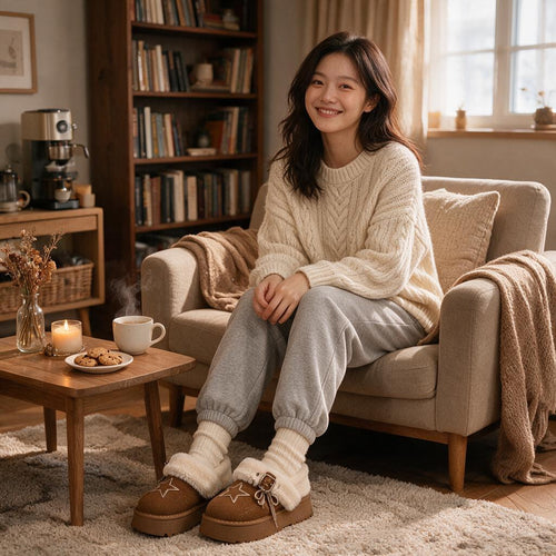 Brown Shearling-Look Star Clogs — outfit inspiration